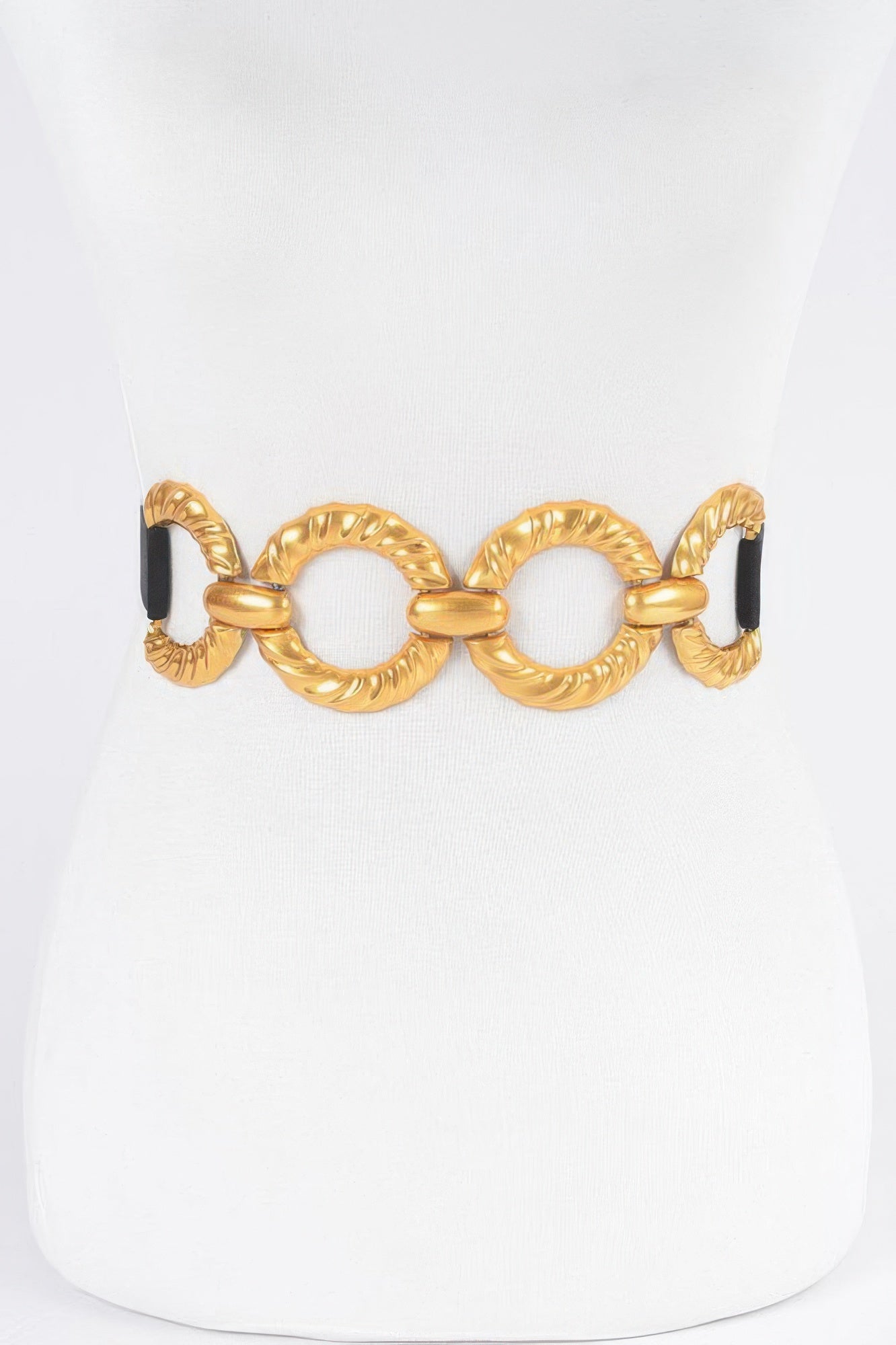 Slim Elastic Waist Belt with Multi Metal Hardware