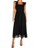 Heart Organza Midi Dress In Black