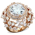Rose Gold Brass Ring with AAA Grade CZ in Clear
