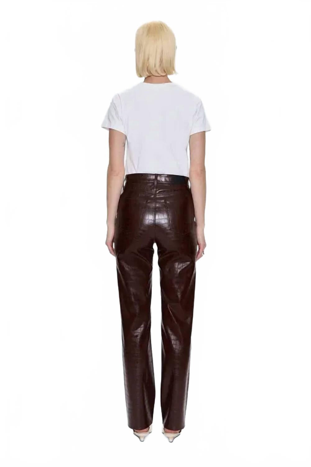 Cassie Straight Leg Pant In Brown Croc