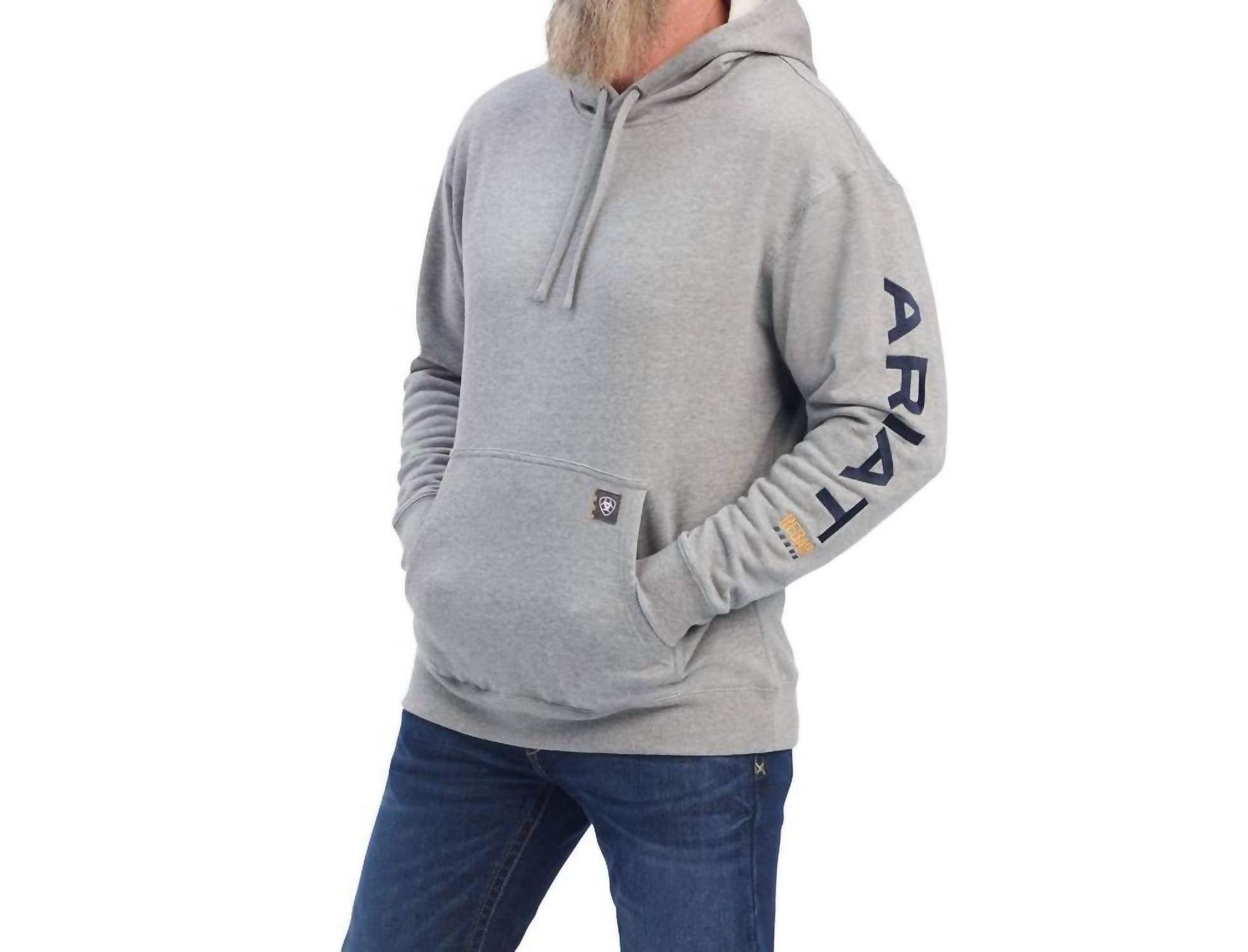 Men's Rebar Sleeve Logo Hoodie In Heather Grey