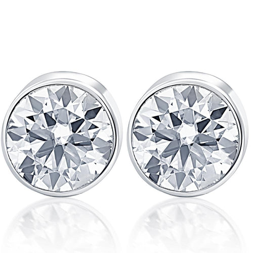 .20Ct Round Brilliant Cut Natural Diamond Stud Earrings Bezel Set in 14K Gold
