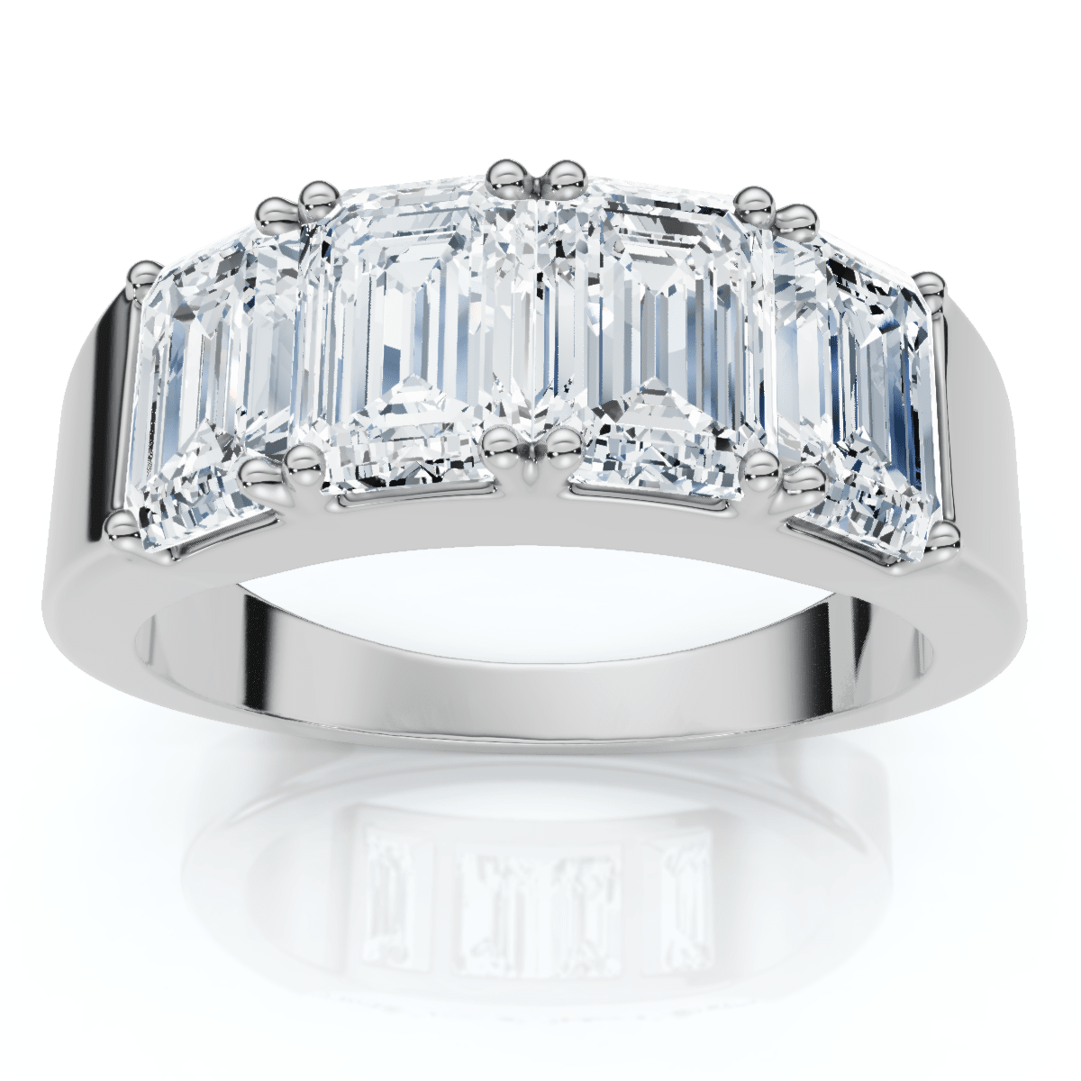 2 1/4Ct Tetrad Diamond Ring Emerald Cut Anniversary Band 14k Gold/Pt Lab Grown