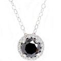 1 1/8ct Black White Diamond Solitaire Pave Halo Pendant