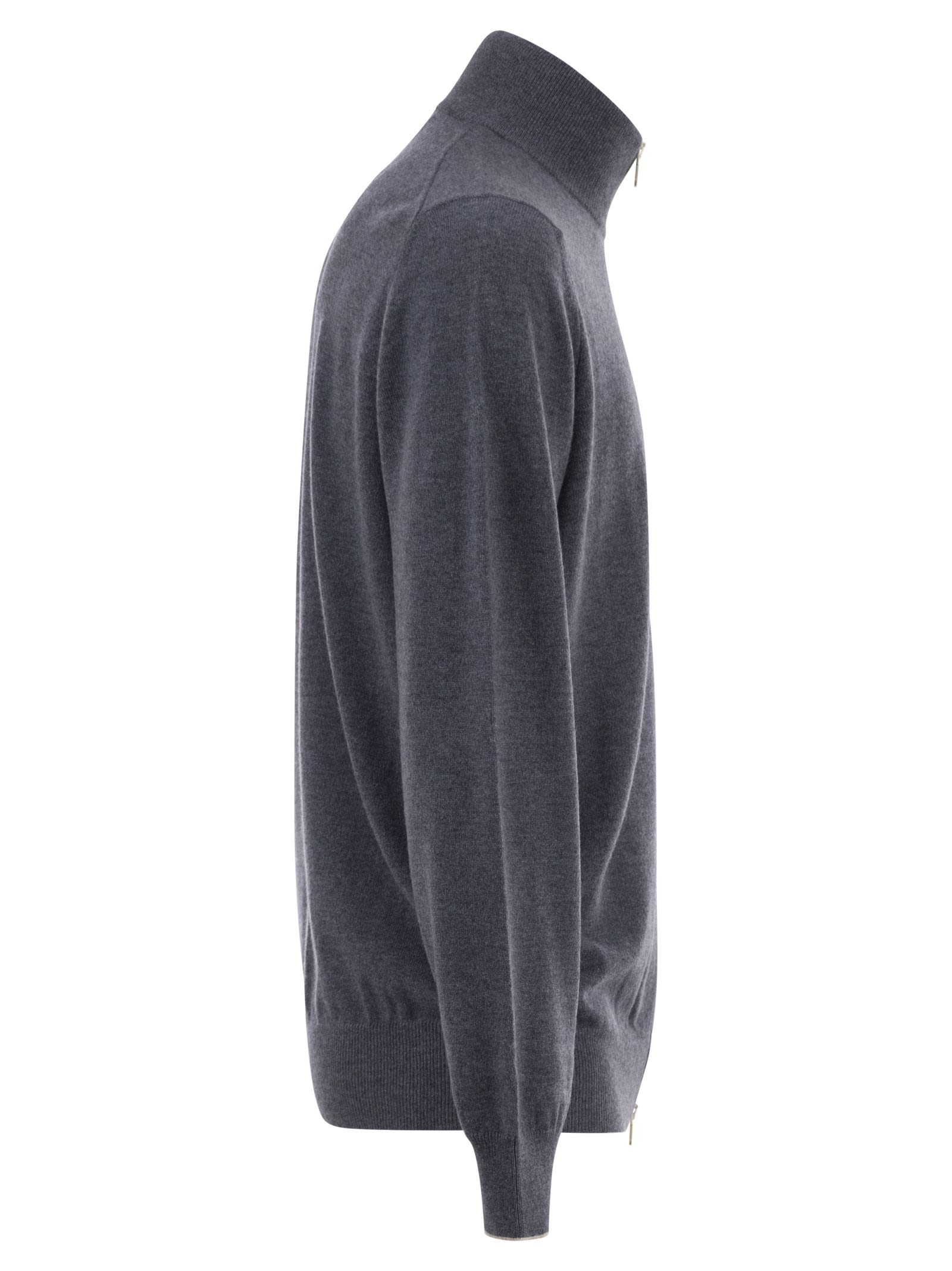Brunello Cucinelli Men High-Necked Cashmere Cardigan With Zip