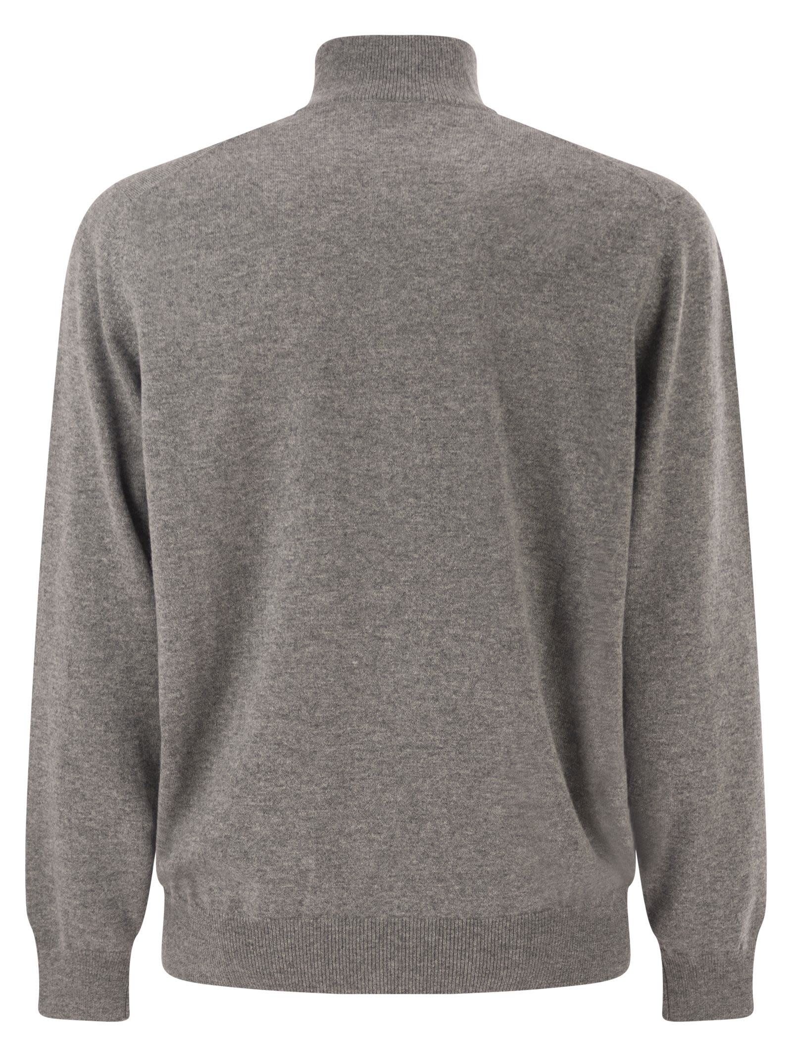 Brunello Cucinelli Men Cashmere Turtleneck Sweater With Zipper