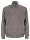 Brunello Cucinelli Men Cashmere Turtleneck Sweater With Zipper