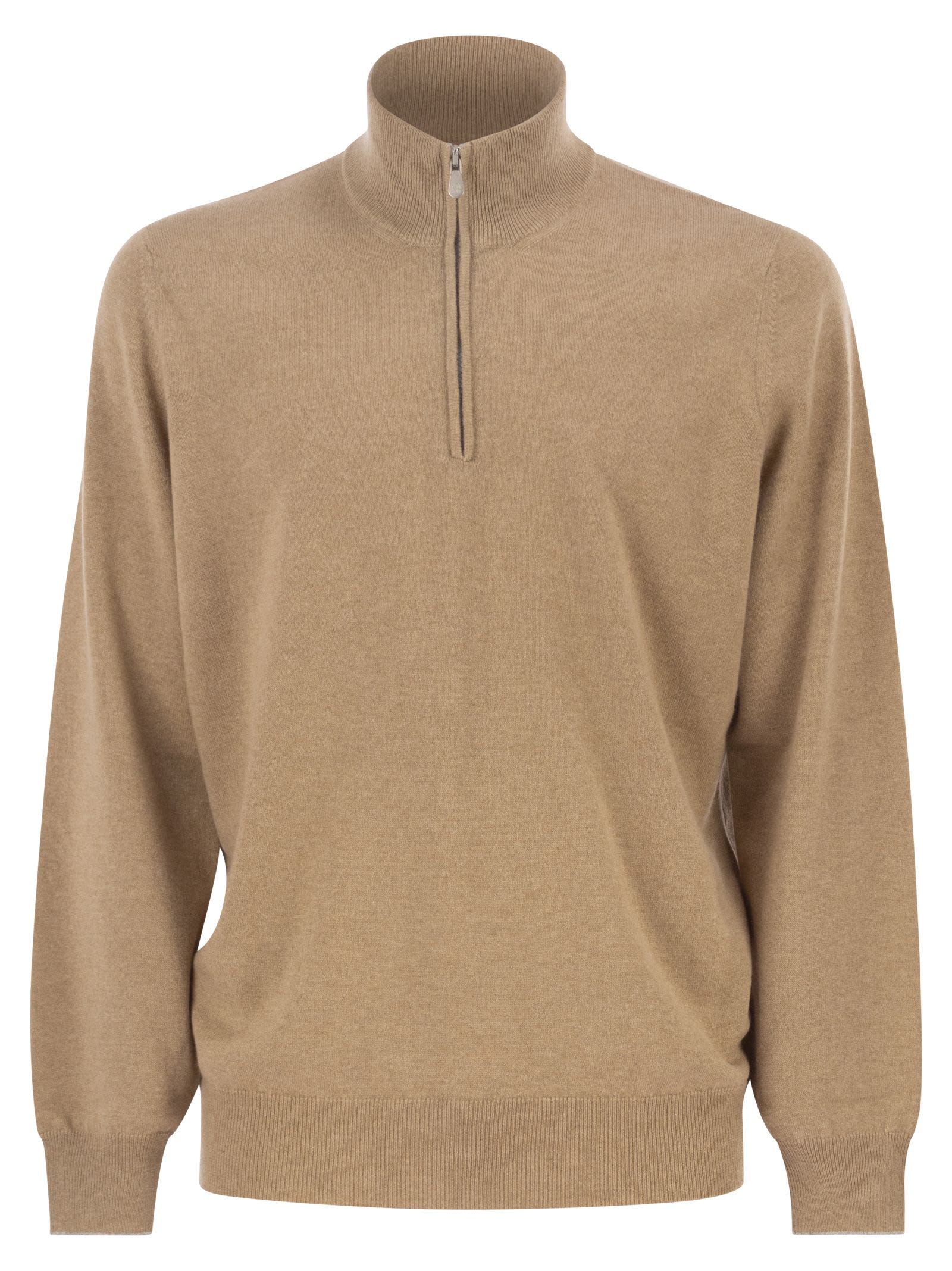 Brunello Cucinelli Men Cashmere Turtleneck Sweater With Zipper