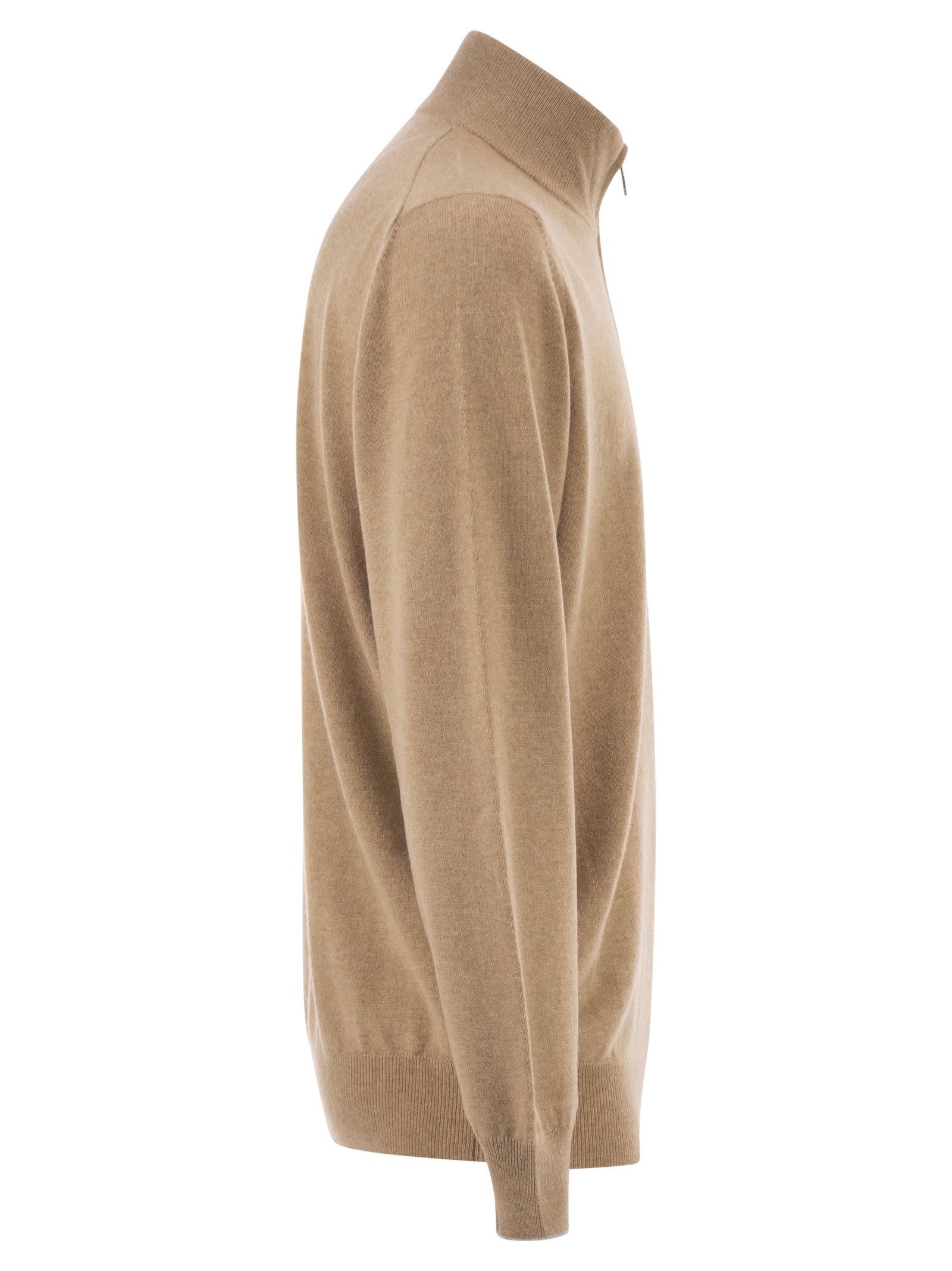 Brunello Cucinelli Men Cashmere Turtleneck Sweater With Zipper