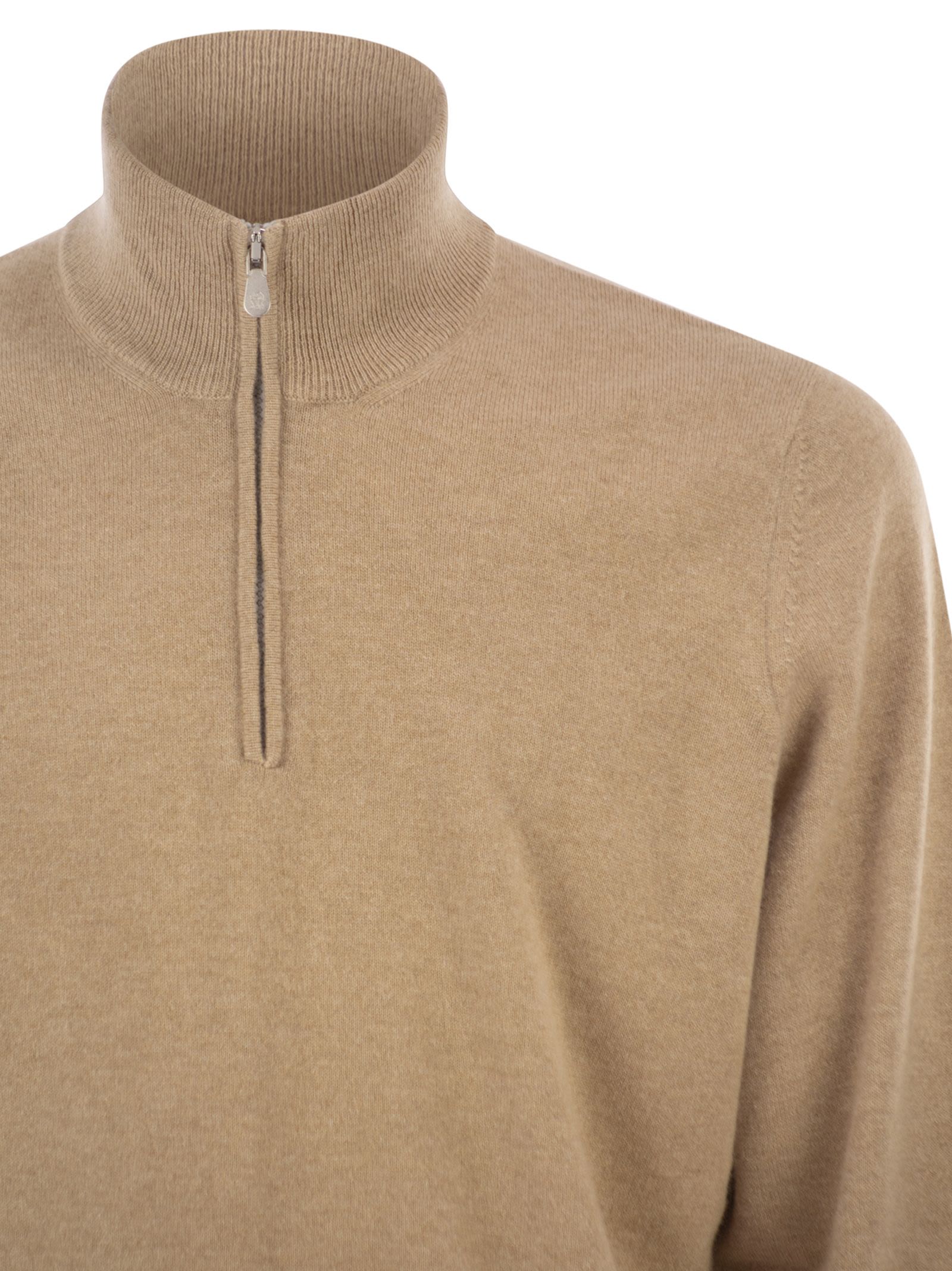 Brunello Cucinelli Men Cashmere Turtleneck Sweater With Zipper