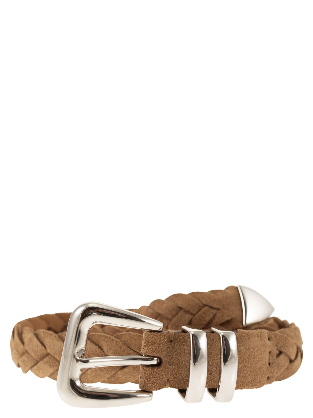 Brunello Cucinelli Men Reversed Calfskin Belt With Braided Tip