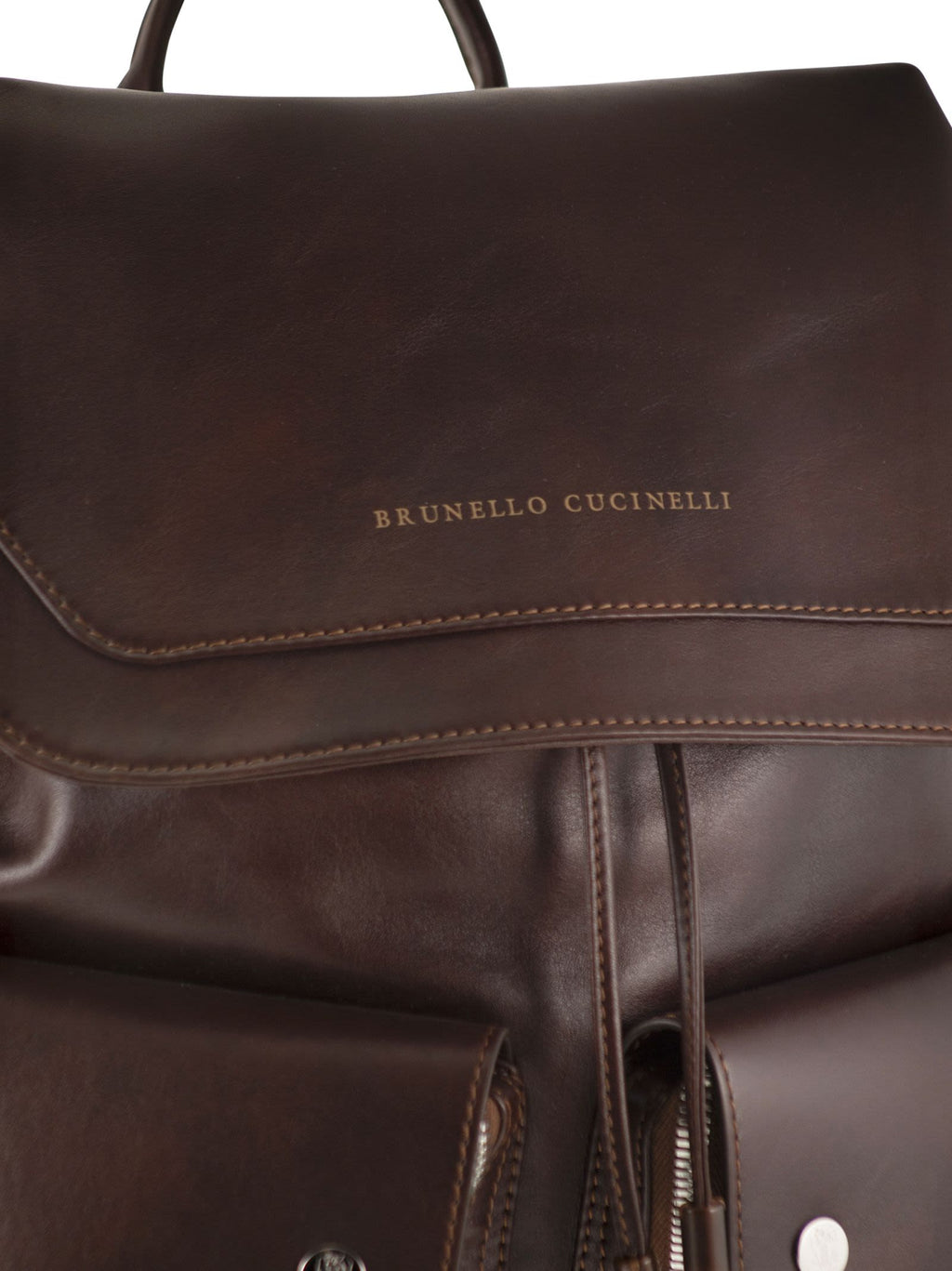 Brunello Cucinelli Men Leather Backpack With Utility Pockets