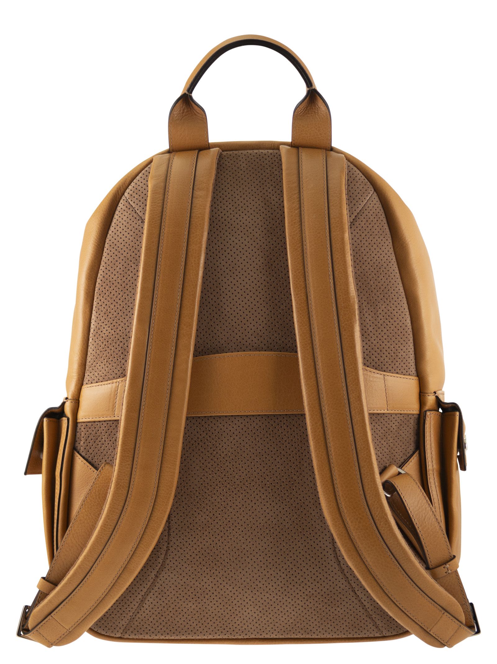 Brunello Cucinelli Men Grained Leather Backpack With Patch Pockets
