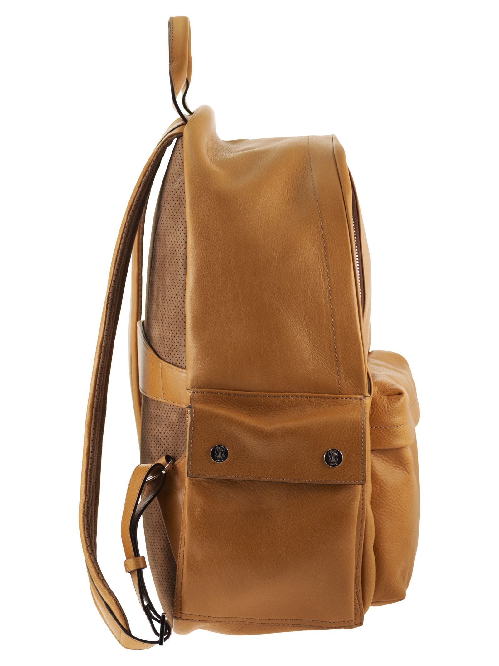 Brunello Cucinelli Men Grained Leather Backpack With Patch Pockets