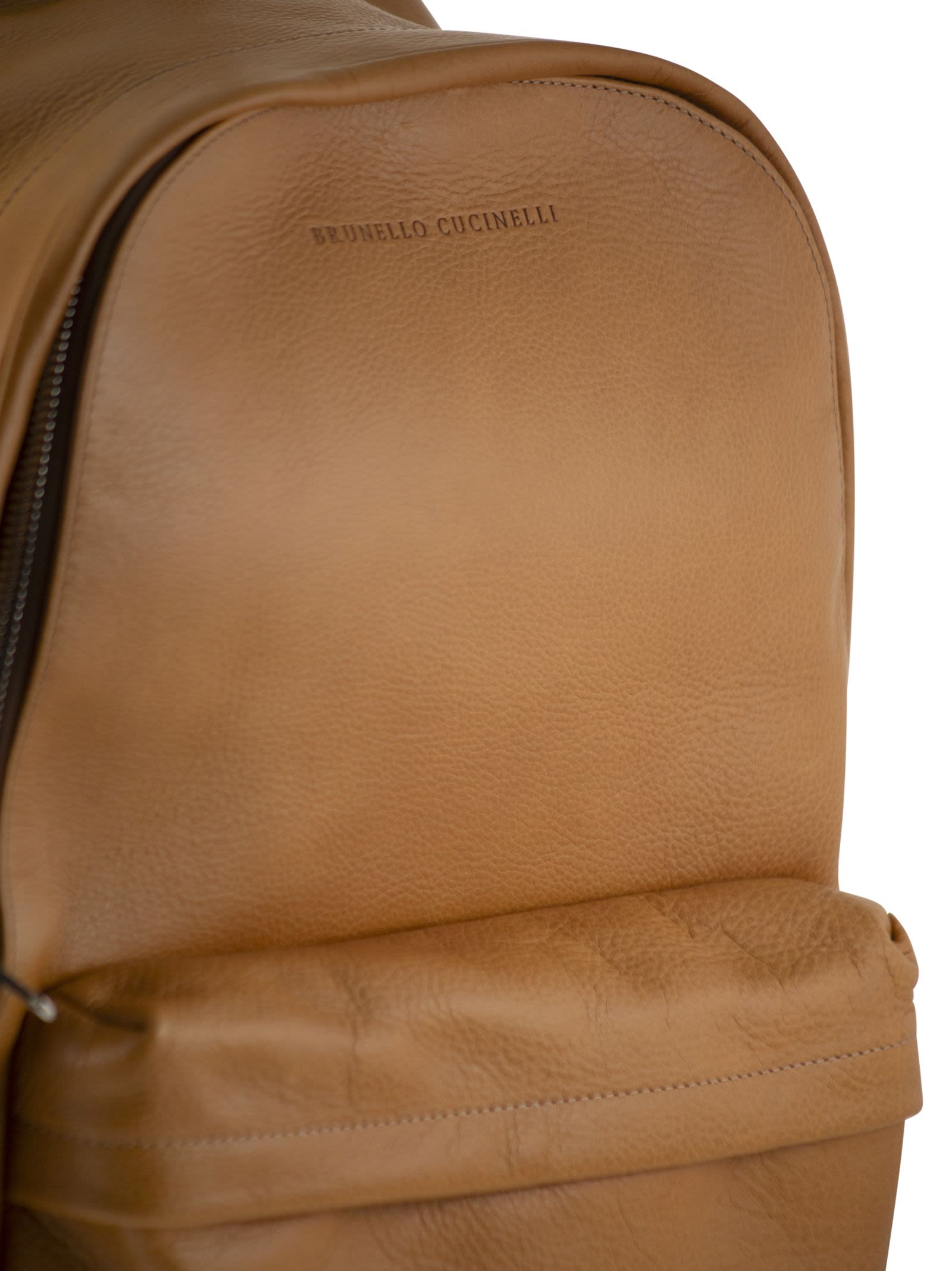 Brunello Cucinelli Men Grained Leather Backpack With Patch Pockets