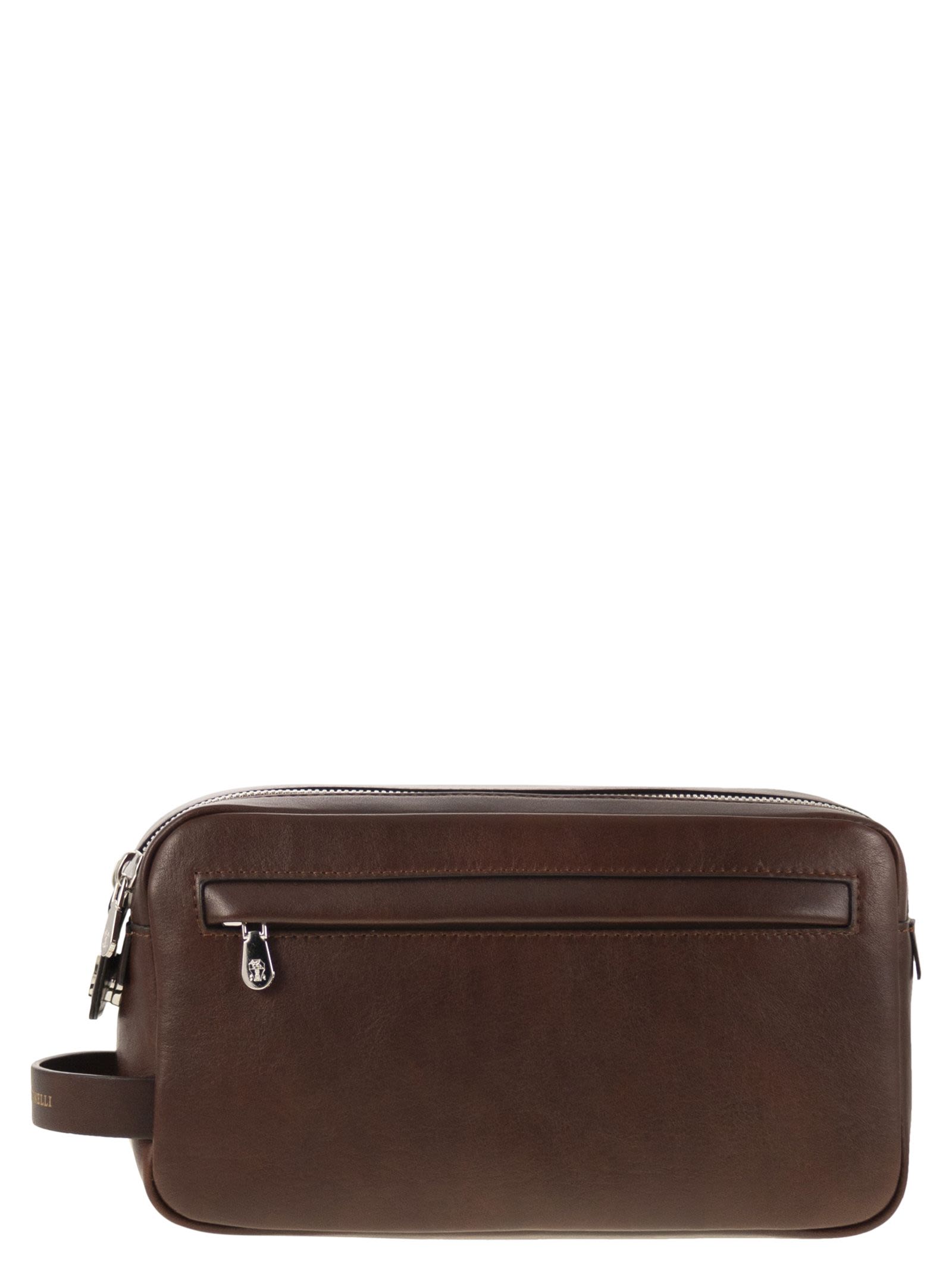 Brunello Cucinelli Men Leather Beauty Case With Double Zip