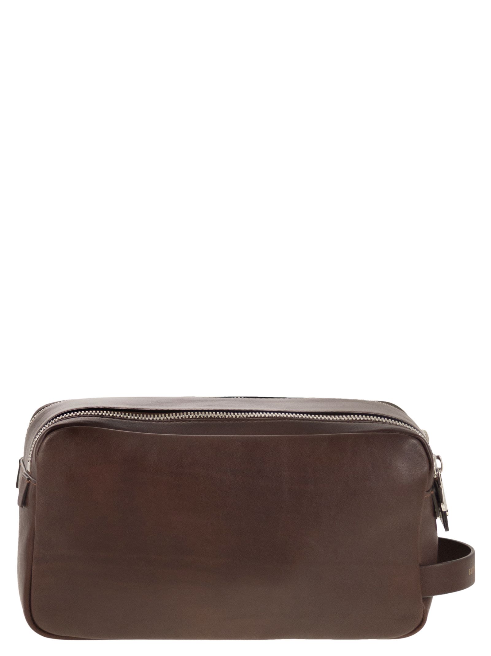 Brunello Cucinelli Men Leather Beauty Case With Double Zip