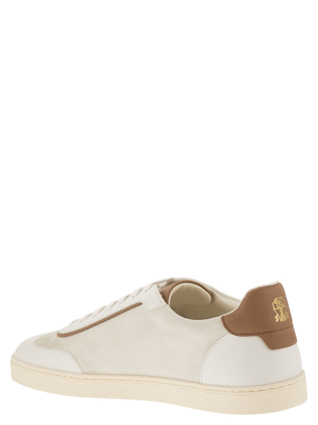 Brunello Cucinelli Men Low-Top Leather And Suede Sneakers With Contrasting Details