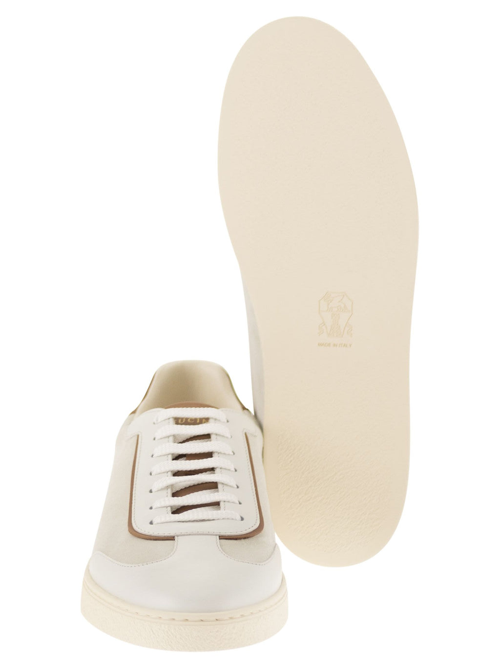 Brunello Cucinelli Men Low-Top Leather And Suede Sneakers With Contrasting Details
