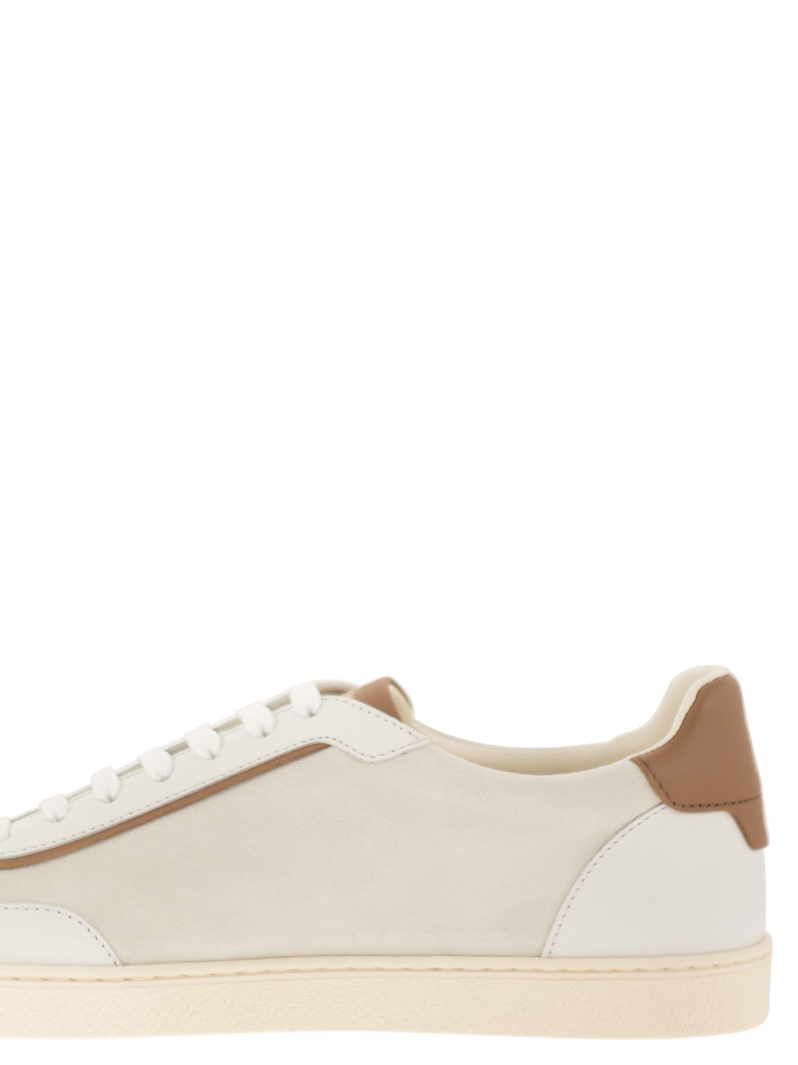 Brunello Cucinelli Men Low-Top Leather And Suede Sneakers With Contrasting Details