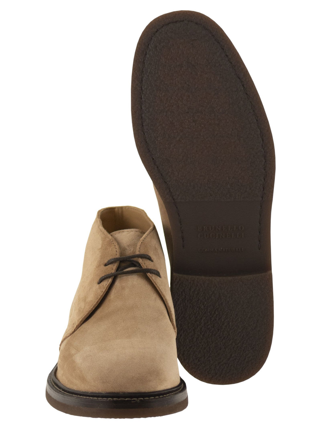Brunello Cucinelli Men Suede Desert Boots With Rubber Sole
