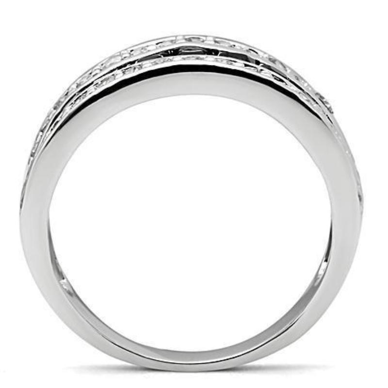 Rhodium Brass Ring with AAA Grade CZ in Jet