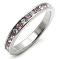 High-Polished 925 Sterling Silver Ring with Top Grade Crystal in Light Amethyst