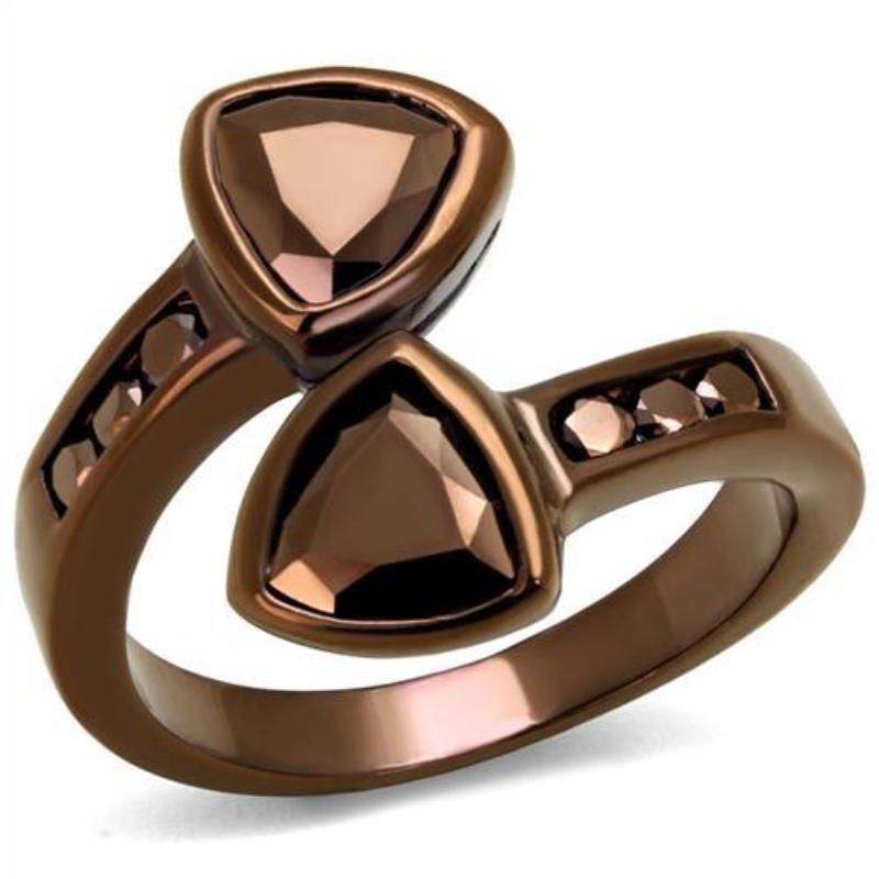 IP Coffee light Brass Ring with AAA Grade CZ in Light Coffee
