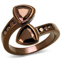 IP Coffee light Brass Ring with AAA Grade CZ in Light Coffee