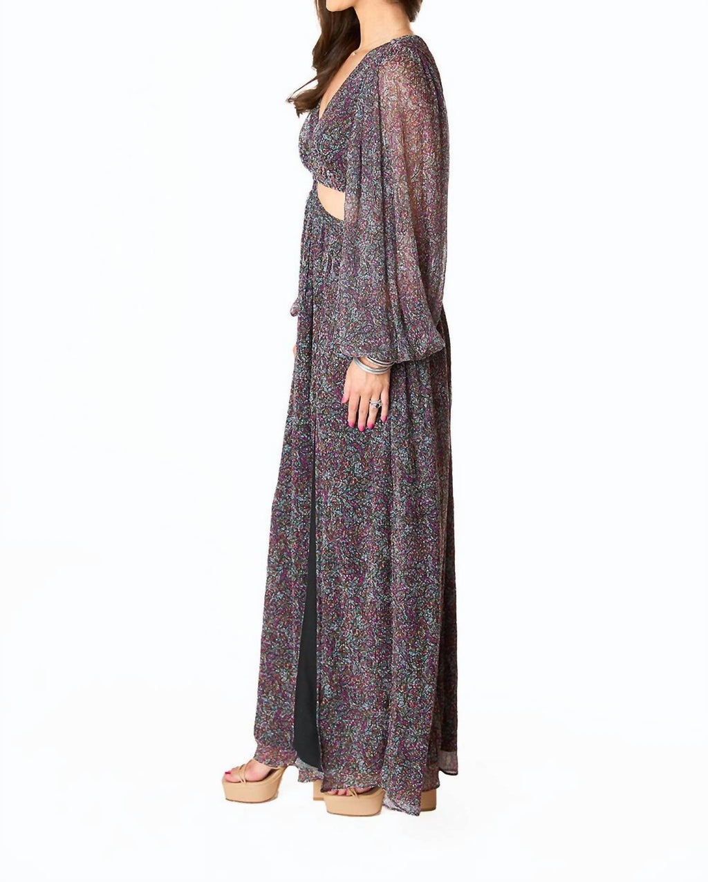 Yvonne Long Sleeve Maxi Dress In Ozark