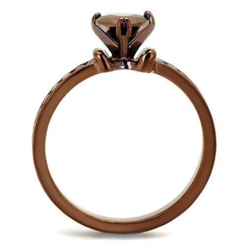IP Coffee light Brass Ring with AAA Grade CZ in Light Coffee