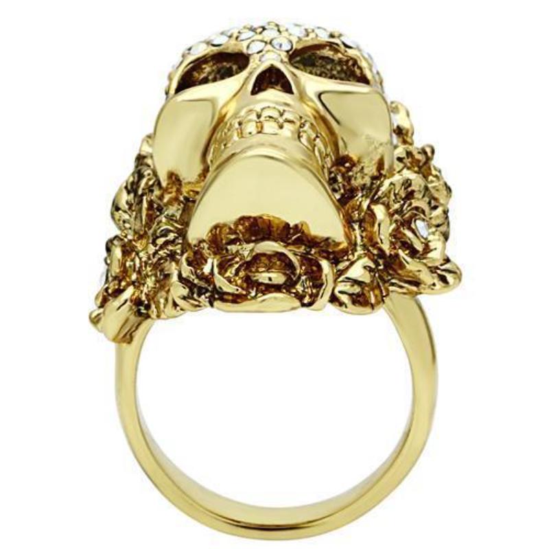 Gold White Metal Ring with Top Grade Crystal in Aurora Borealis (Rainbow Effect)