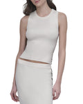 DKNY Side Logo Trim Rib Crew Neck Top