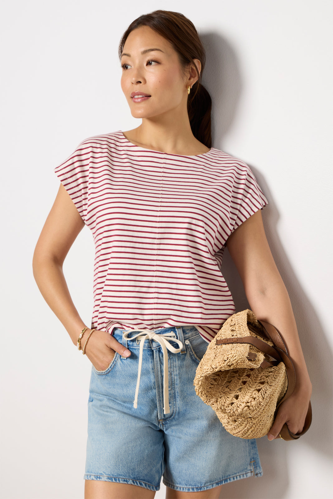 Women's Molly Striped Boatneck Muscle T-Shirt