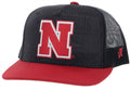 Nebraska Team N 5-Panel Mesh Trucker Snapback Cap In Black/red