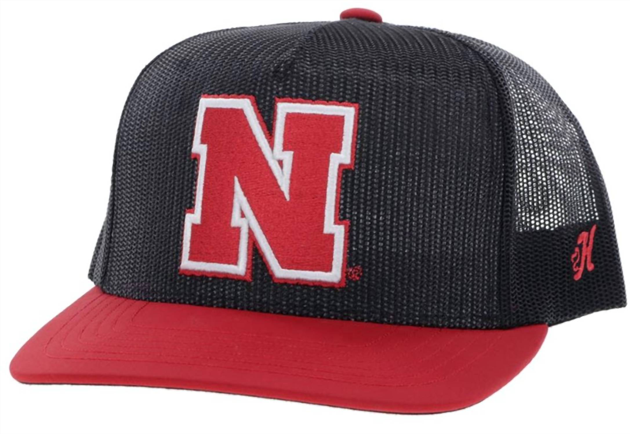 Nebraska Team N 5-Panel Mesh Trucker Snapback Cap In Black/red