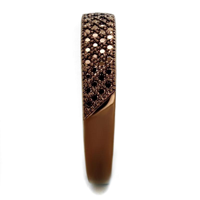 IP Coffee light Brass Ring with AAA Grade CZ in Light Coffee