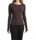 Long Sleeve Scoop Neck Tee In Bark