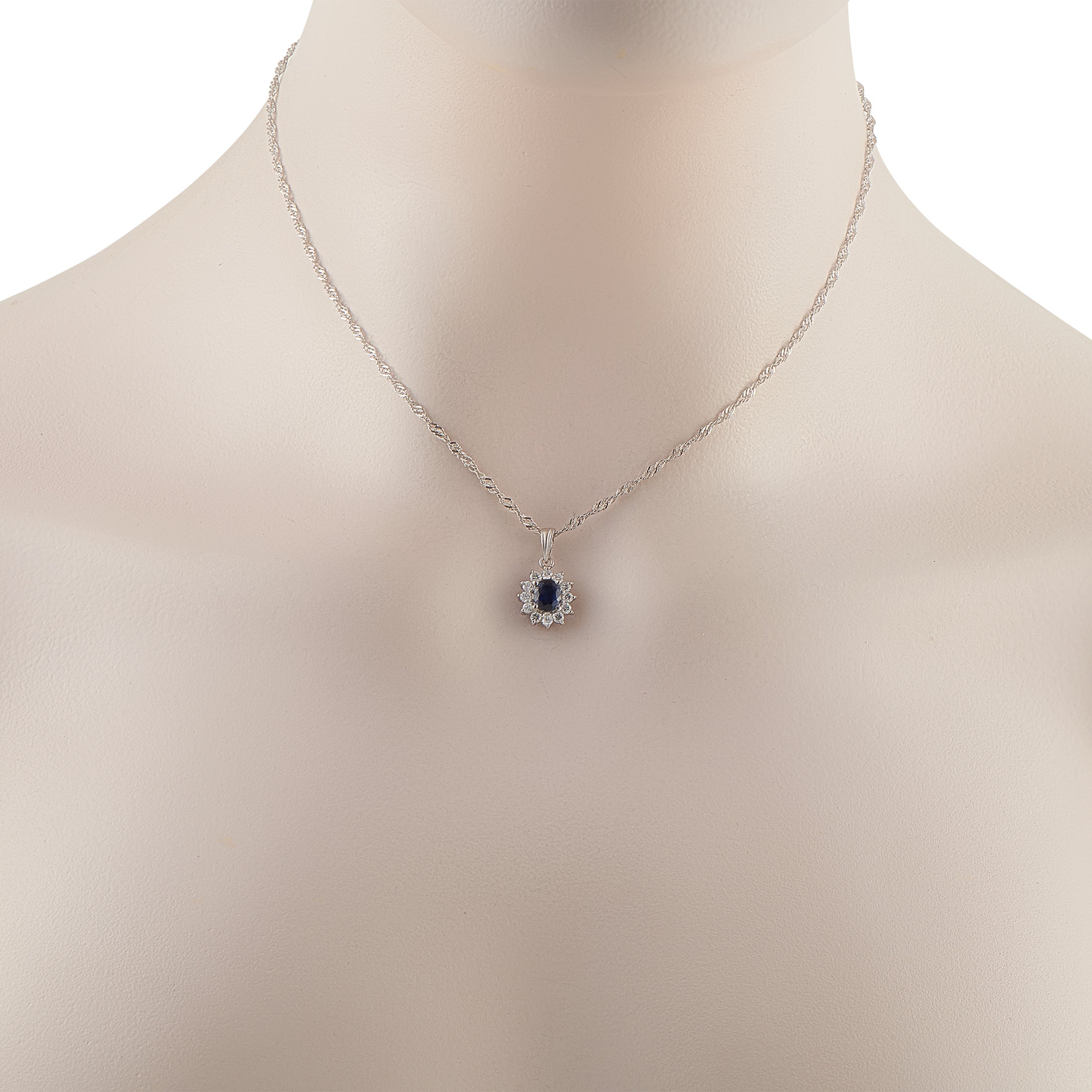 LB Exclusive Platinum 0.39ct Diamond and Sapphire Pendant Necklace MF11-041326