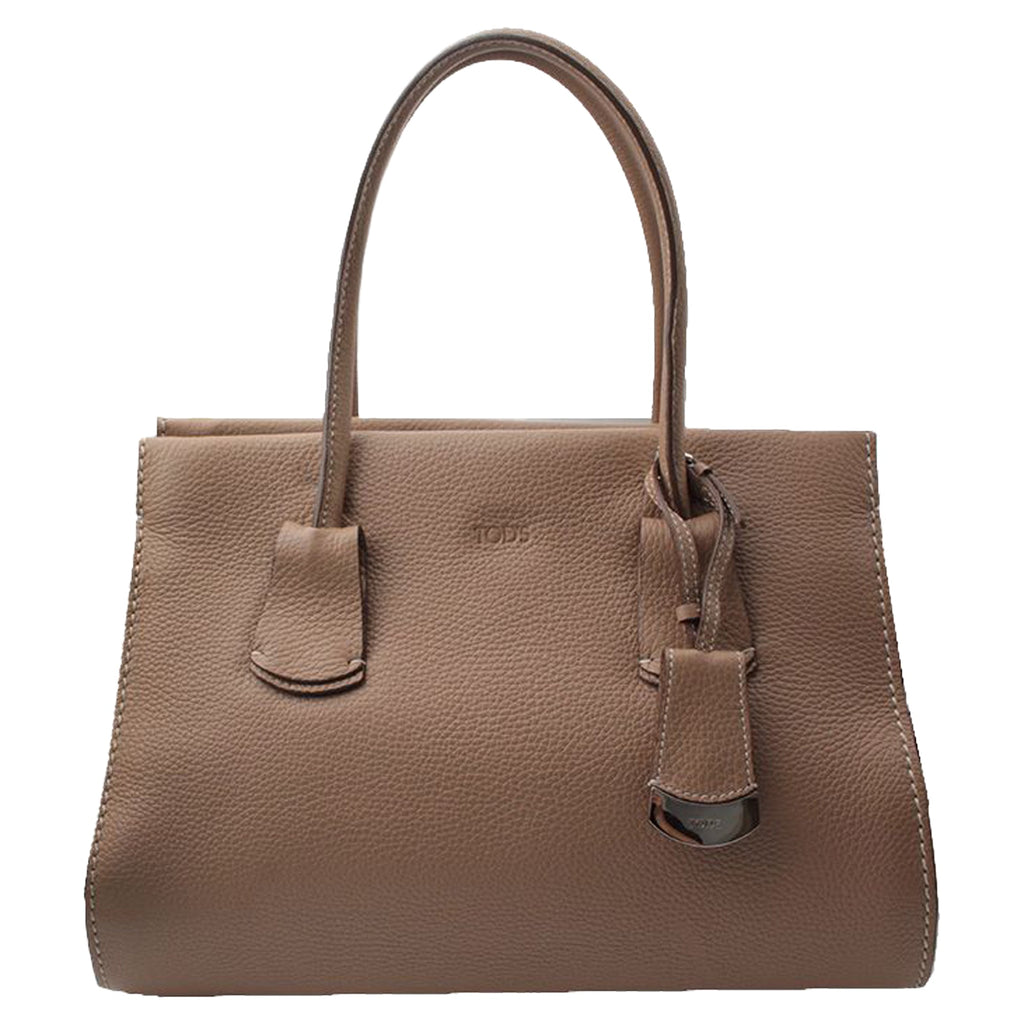 Taupe Brown Leather Tote Bag