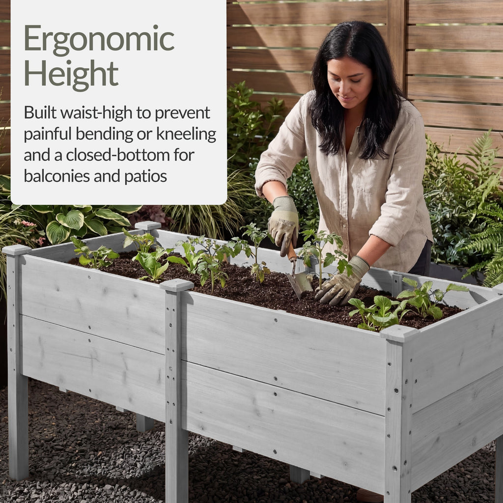 Best Choice Products 72" x 24" x 30" Raised Garden Bed, Extra Deep 16" Depth, Elevated Wood Planter Stand - Gray