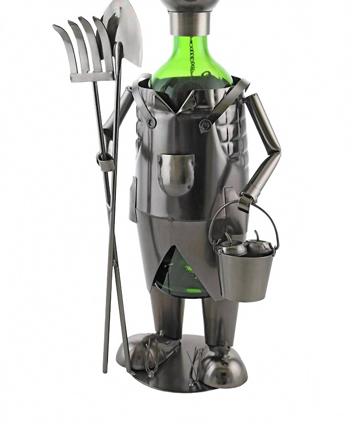 Farmer Joe Wine Bottle Holder In Silver