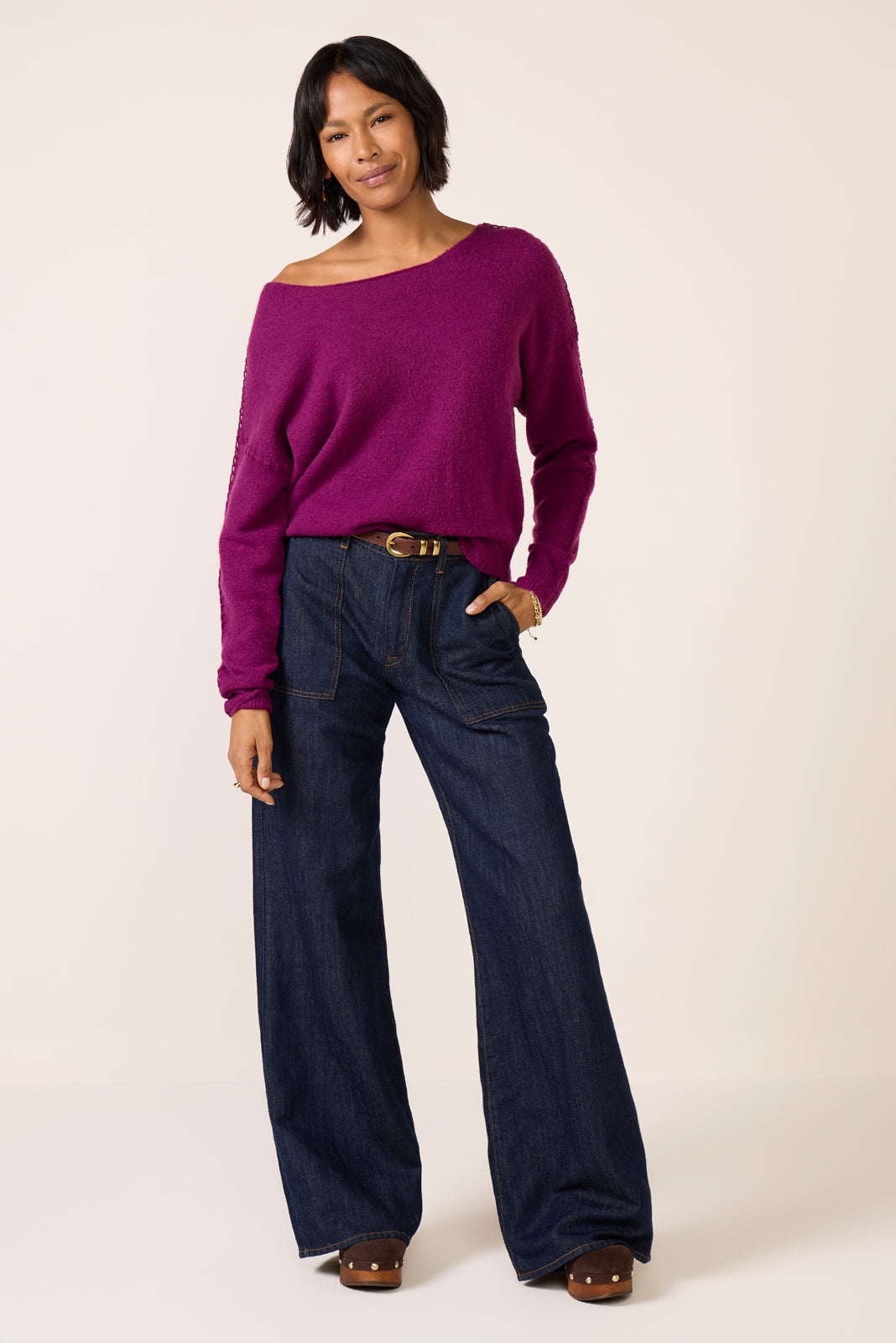 Women's Jessie Whipsitch Off Shoulder Sweater Top