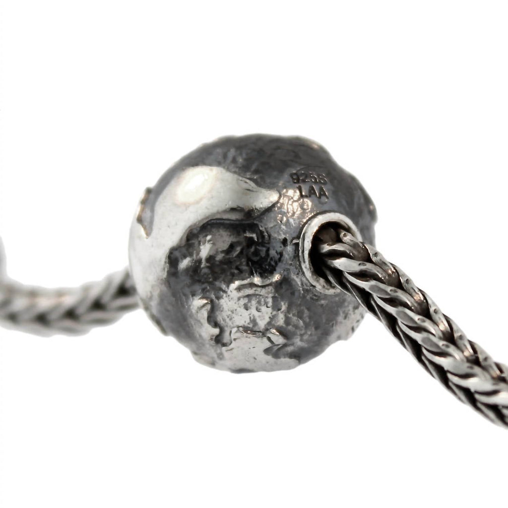 Women's Big Earth Bead Charm In Silver
