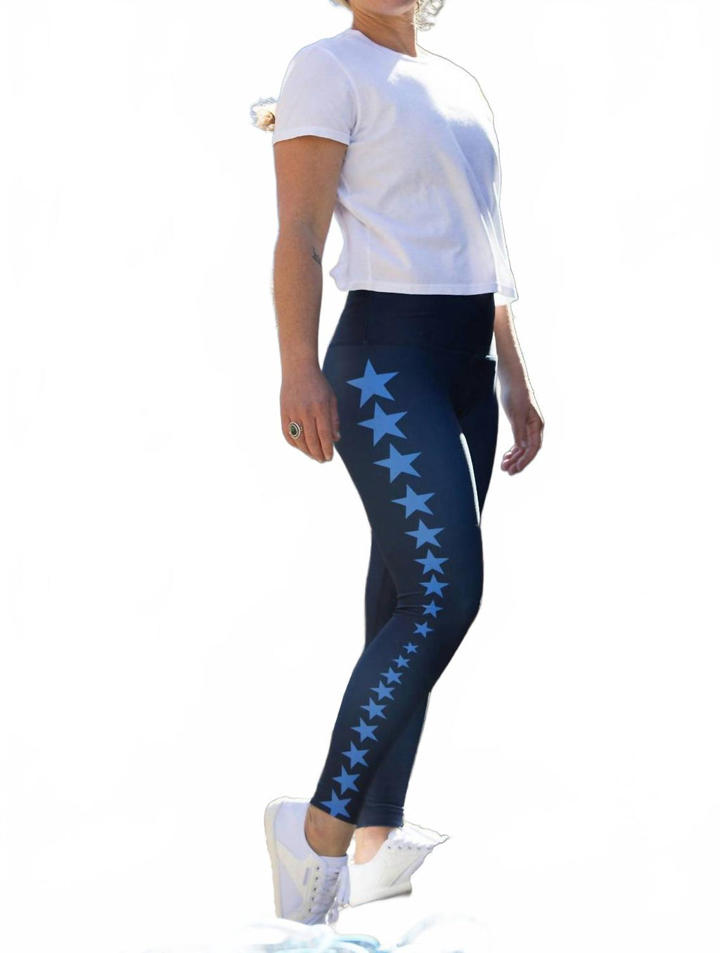 Star Track High Rise Leggings In Navy Blue