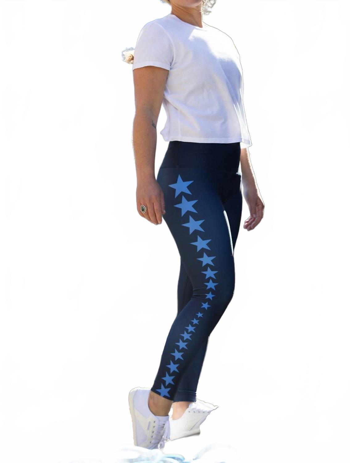 Star Track High Rise Leggings In Navy Blue