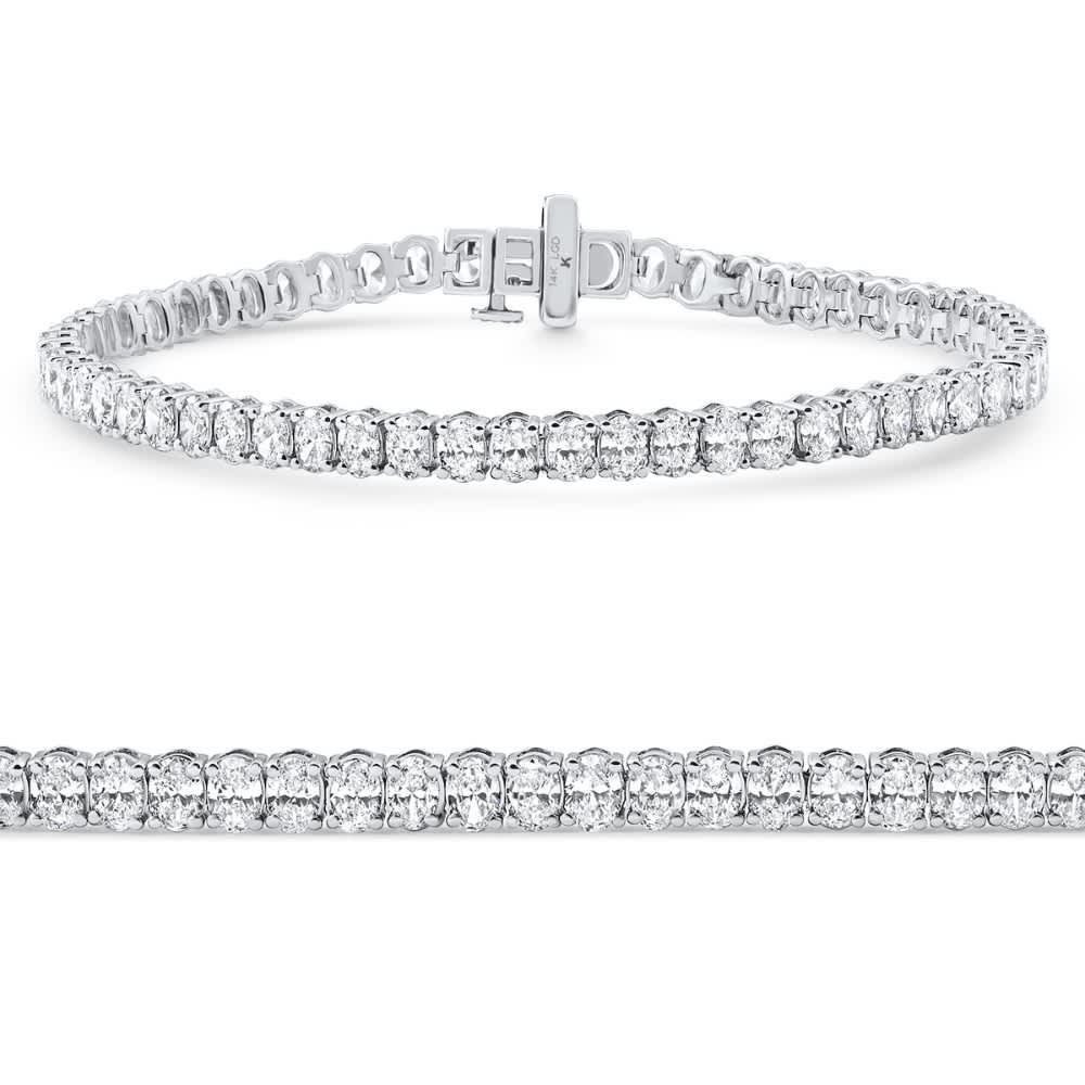 6Ct Oval Cut Diamond Tennis Bracelet 14k White Gold Lab Grown 7" Size: 7