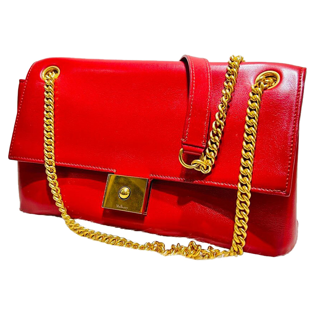 Red Chain Flap Shoulder Bag