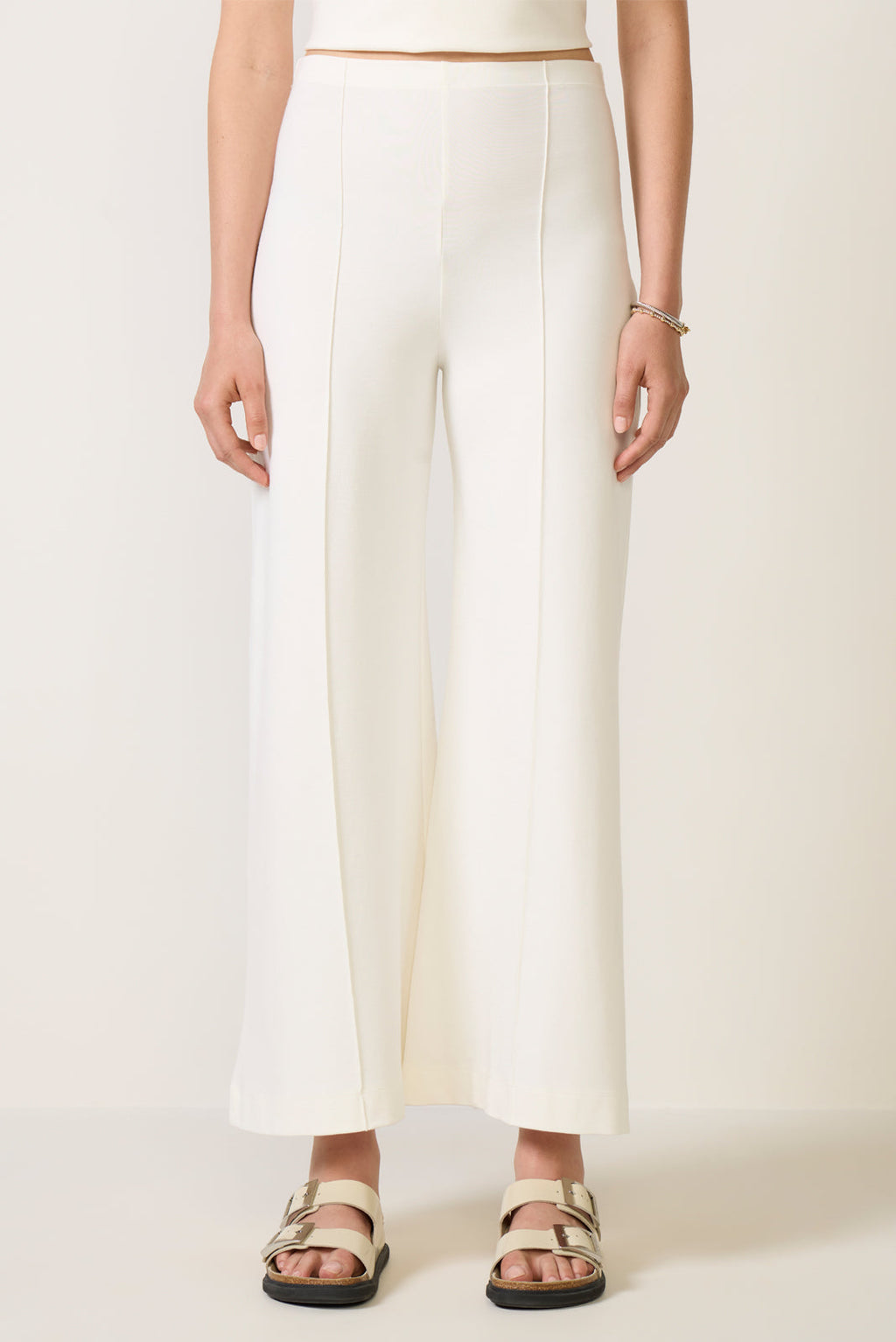 Women's Cropped Ponte Knit Wide Leg Pants