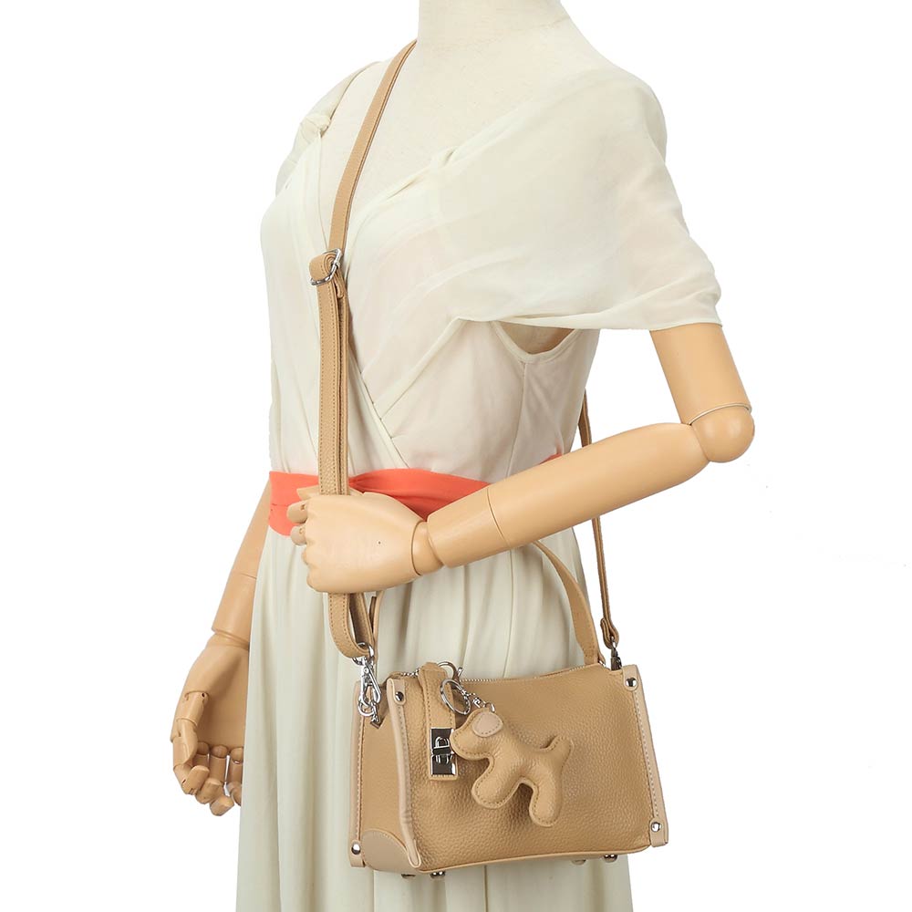 Faux Leather Dog Bag Charm Mini Shoulder Crossbody Bag